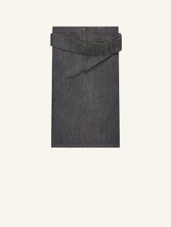 DOUBLE BELT DENIM SKIRT
