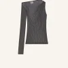 TOP ASYMÉTRIQUE RAYÉ EN MESH